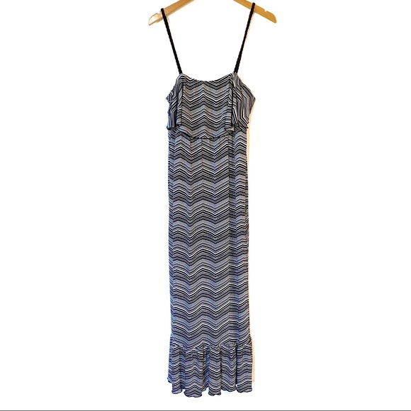 NWT Black & White Carole Little Striped Maxi Dress - Picture 1 of 4